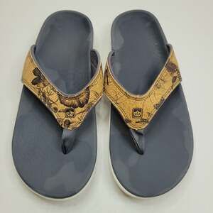 Women’s Spenco Yumi Cork Tan/Black Comfort Slip On Sandal Flip Flops Size:10B